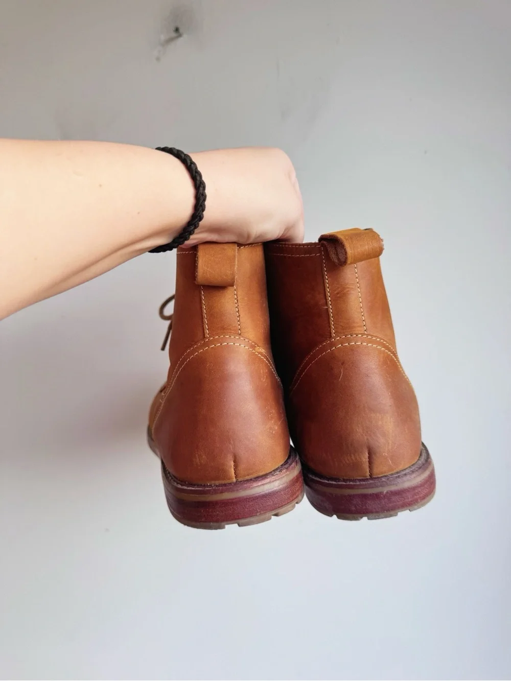 Ben Sherman Men’s Brown Leather Lace-Up Boots Size 12